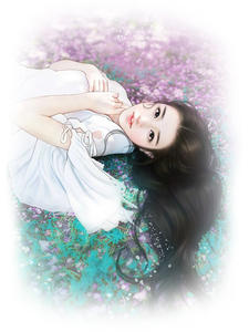 小宝探花蓝色碎花连衣裙